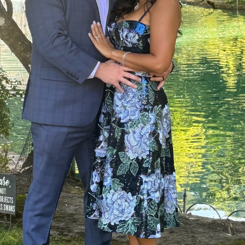 Floral Navy sequins and Purple florals Dress